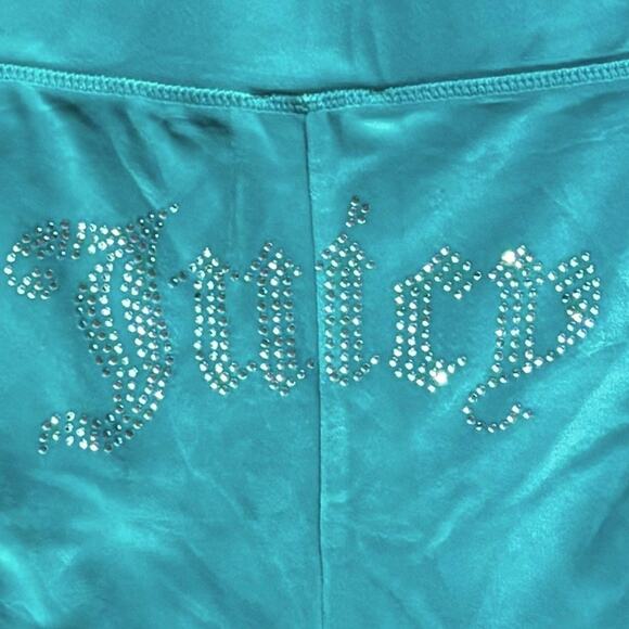 Juicy Couture Velour Track Shorts Juicy Bling Large Coastal Teal Green NWOT* - Picture 4 of 6